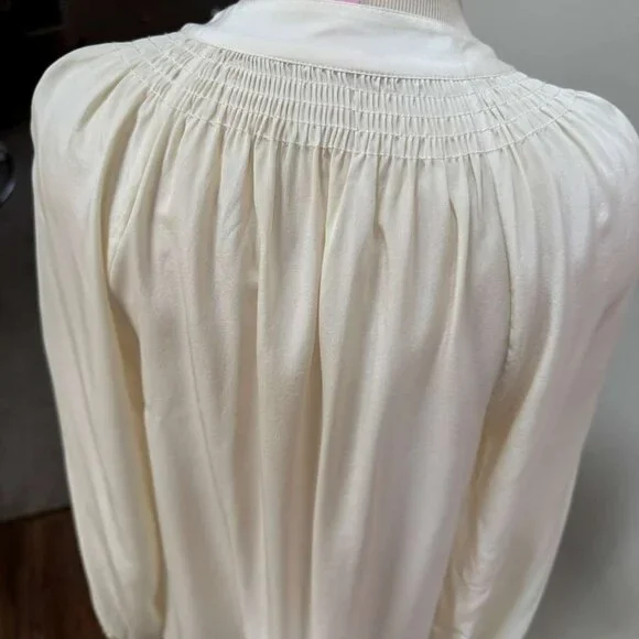 Lilly Pulitzer Elsa Blouse White Large 100% Silk - Picture 6 of 8